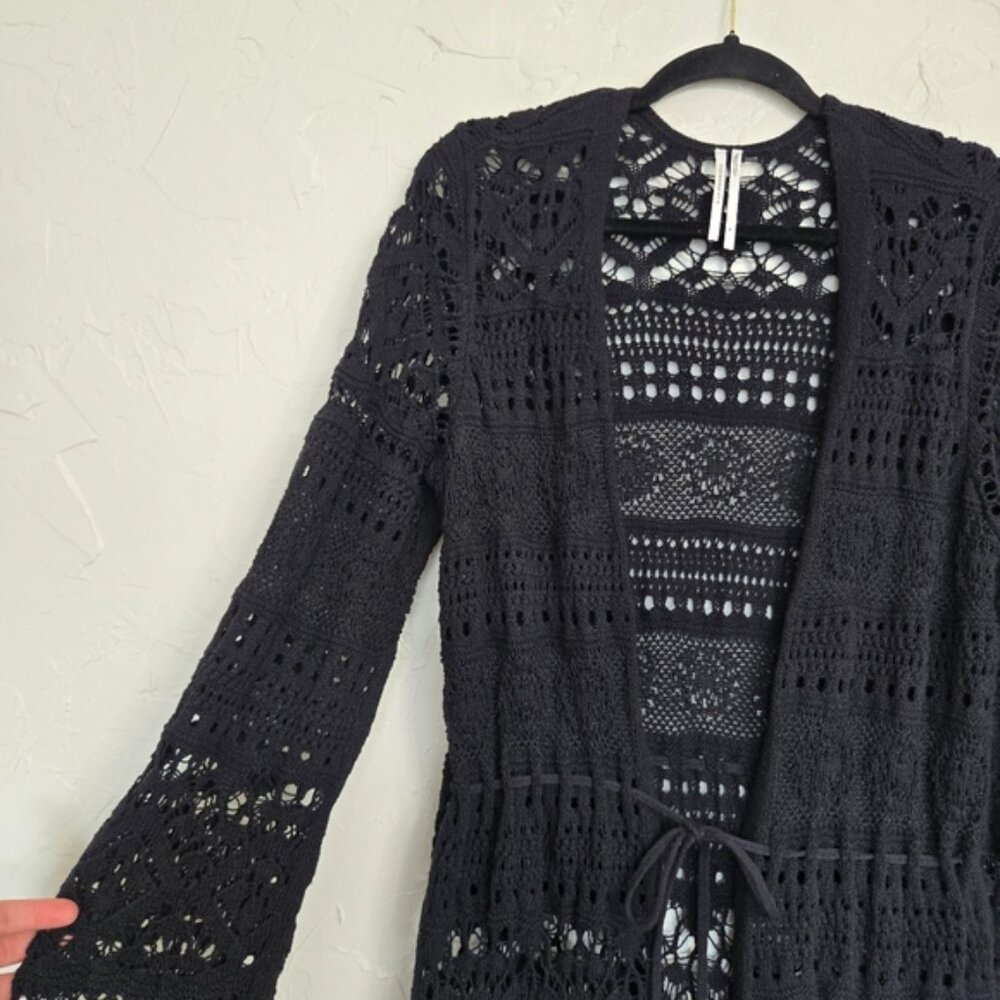 Anthropologie Crochet Duster Pointelle Cardigan Sweater, M - Picture 5 of 9